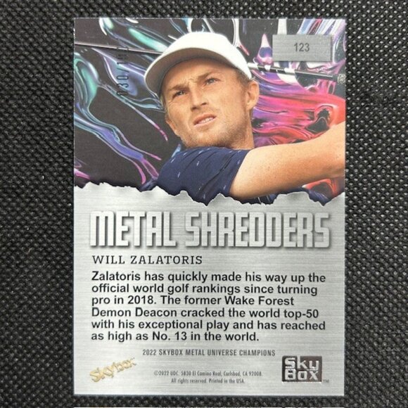 2022 Skybox Metal Universe Champions Shredders PMG Red /100 Will Zalatoris #123 - Picture 2 of 3